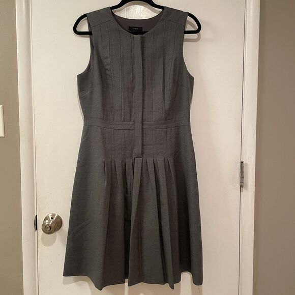 J.Crew Sleeveless Button up Pleated Wool Sheath Dress Gray 8 - Picture 7 of 12